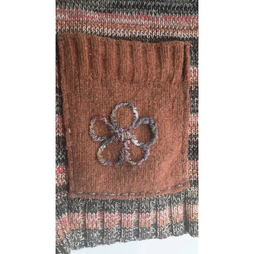 Vintage Express Womens Zipper Front Cardigan Sweater Size L Patches Grannycore - Picture 10 of 14